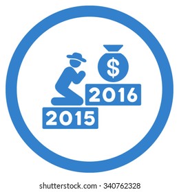 Pray For Money 2016 vector icon. Style is flat circled symbol, cobalt color, rounded angles, white background.