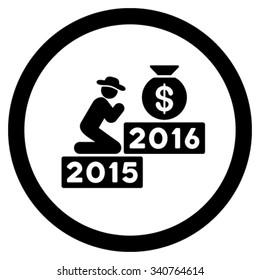 Pray For Money 2016 vector icon. Style is flat circled symbol, black color, rounded angles, white background.