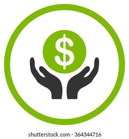 Pray For Money vector icon. Style is bicolor flat circled symbol, eco green and gray colors, rounded angles, white background.