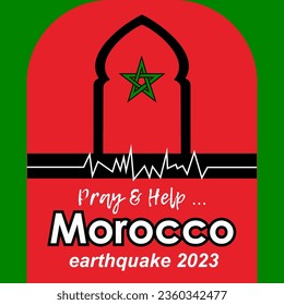Beten Sie für Marokko Erdbeben in Marokko Plakatdesign für Ihre Gedanken auf Social-Media-Plattformen zu teilen. Banner, Hintergrund. Erdbeben in Marokko 2023. Vektorgrafik. 