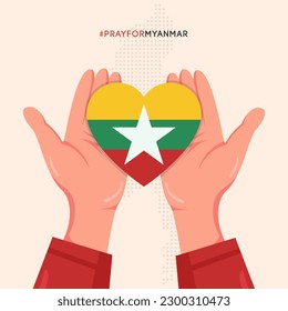 Pray for Myanmar in flat style