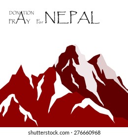 Pray for Nepal. Earthquake Crisis Concept, showing summit of Mt Everest.