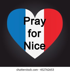 Pray for Nice background Terrorism attack in Nice, July 14, 2016. Vector illustration.Phrase Pray for Nice written in colors of France flag.World support for Nice.