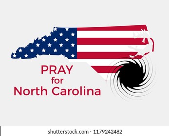 Pray for North Carolina. Hurricane, natural disaster. Storm warning. Vector illustration