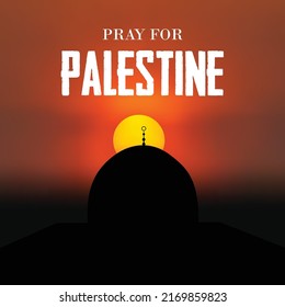 Pray for Palestine background vector illustration. Sunset background.