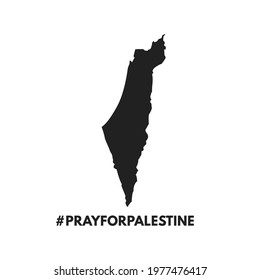 Pray for palestine illustration using map of palestine in black colour. 