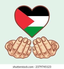 Pray for palestine on heart shape illustration vector graphic