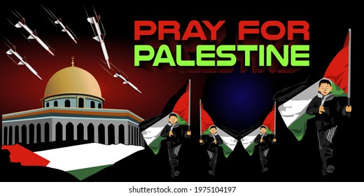 Pray Palestine Template Banner Vector Alaqsa เวกเตอร์สต็อก ปลอดค่า