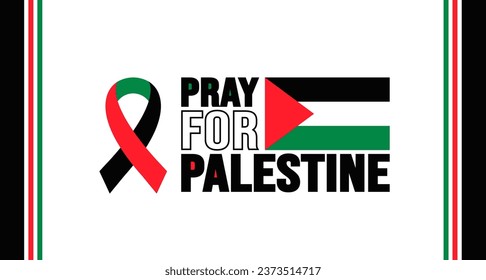 pray for Palestine typography concept background design template with Palestine national flag.