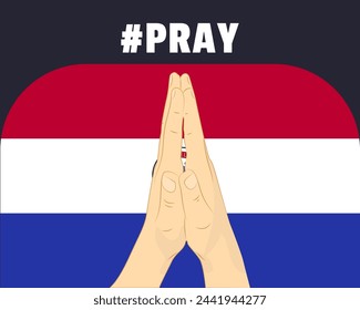 Rezar por Paraguay, concepto de ayuda o apoyo, bandera de Paraguay con manos de oración, campaña internacional e idea de humanidad, diseño vectorial, detener la guerra, solidaridad y unión