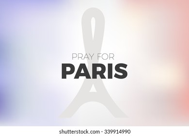 Pray for Paris  13 November 2015  Black ribbon symbol Day Mourning  vector template