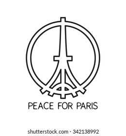 Pray for Paris, 13 November 2015, Eiffel Tower, Pray for France symbol. Peace for Paris, Peace for France sign. Vector illustration