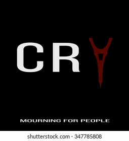 Pray for Paris. Emblem upside down tower symbolizes the word "CRY". Mourning for people. Terrorism in Paris. Day of Mourning.