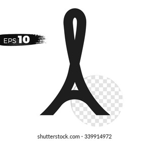 Pray for Paris logo, 13 November 2015. Black ribbon symbol of Day of Mourning, vector logo template