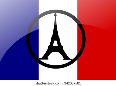 Pray for Paris sign on a flag vector