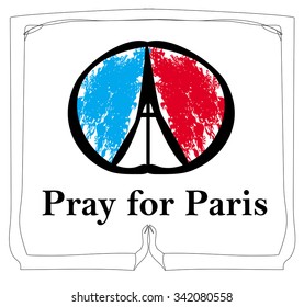 Pray For Paris - vector illustration card