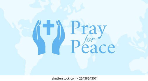 Pray for Peace Christian Prayer Vector Illustration