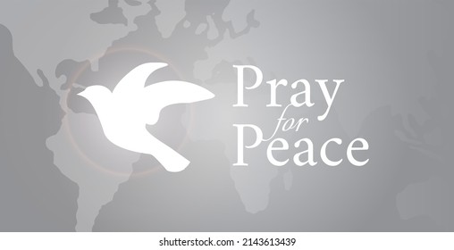 Pray for Peace gray and White Vector Illustration