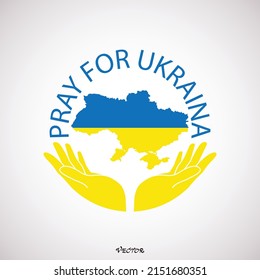 Pray for peace Ukraine. Prayer for peace in UkraineVector flat illustration on white background concept of Praying, mourning, humanity. No war.