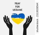 Pray for peace Ukraine Vector flat illustration on white background concept of Praying, mourning, humanity. No war.