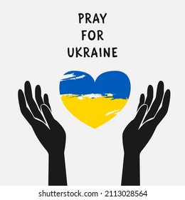 Pray for peace Ukraine Vector flat illustration on white background concept of Praying, mourning, humanity. No war.
