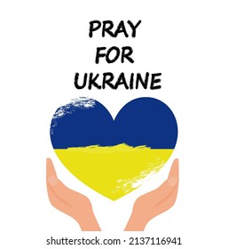 Pray for peace Ukraine Vector flat illustration on white background concept of Praying, mourning, humanity. No war. Eps 10