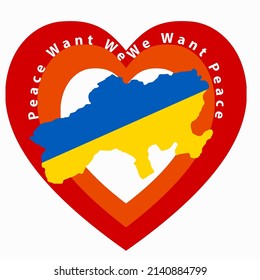 Pray for peace Ukraine Vector flat illustration on white background concept of Love. We Want Peace. No war.