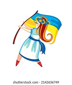 Pray for peace Ukraine Vector flat illustration on white background concept of Praying, mourning, humanity. No war.Ukranian woman