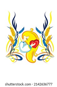 Rezar por la paz Ucrania Vector ilustra de forma plana el concepto de fondo blanco de rezar, llorar, humanidad. Sin guerra. Mujer ucraniana