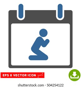 Pray Person Calendar Day icon. Vector EPS illustration style is flat iconic bicolor symbol, cobalt and gray colors.