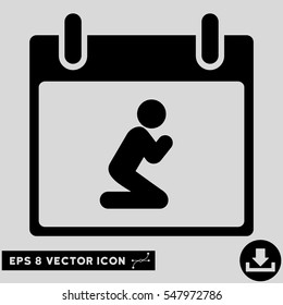 Pray Person Calendar Day icon. Vector EPS illustration style is flat iconic symbol, black color.