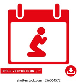 Pray Person Calendar Day icon. Vector EPS illustration style is flat iconic symbol, red color.