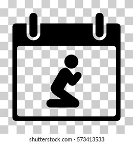 Pray Person Calendar Day icon. Vector illustration style is flat iconic symbol, black color, transparent background. Designed for web and software interfaces.
