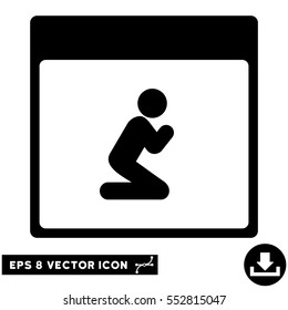 Pray Person Calendar Page icon. Vector EPS illustration style is flat iconic symbol, black color.