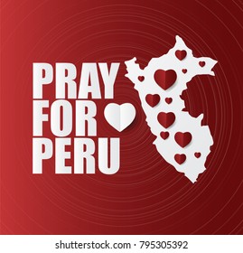 Pray for Peru,Map and Heart modern style,design for Support and help to people,charity,donate after Earthquake,vector illustration.