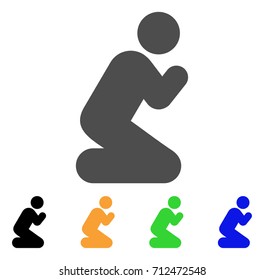 Pray Pose icon. Vector illustration style is a flat iconic pray pose symbol with black, grey, green, blue, yellow color versions. Designed for web and software interfaces.