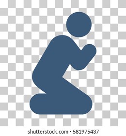 Pray Pose vector pictogram. Illustration style is a flat iconic blue symbol on a transparent background.