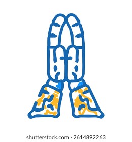 pray robot hand gesture doodle icon sketch vector. pray robot hand gesture sign. isolated symbol illustration