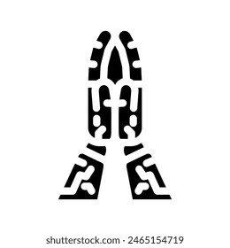 pray robot hand gesture glyph icon vector. pray robot hand gesture sign. isolated symbol illustration