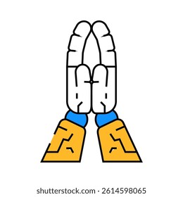 pray robot hand gesture line icon vector. pray robot hand gesture sign. isolated symbol illustration