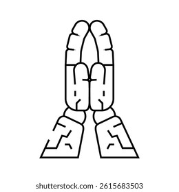pray robot hand gesture line icon vector. pray robot hand gesture sign. isolated contour symbol black illustration