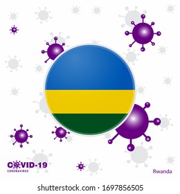 Pray For Rwanda. COVID-19 Coronavirus Typography Flag. Stay home, Stay Healthy. Take care of your own health