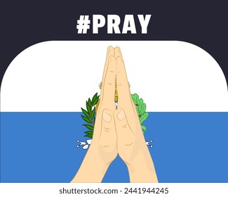 Pray for San Marino, help or support concept, San Marino flag with praying hands, interantional campaign and humanity idea, vector design, stop war, solidarity and union