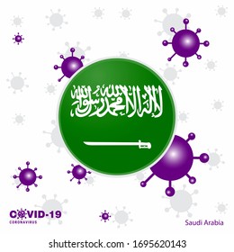 Pray For Saudi Arabia. COVID-19 Coronavirus Typography Flag. Stay home, Stay Healthy. Take care of your own health