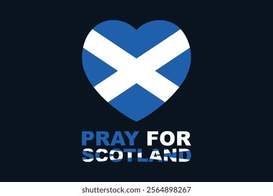 Pray for Scotland Word with heart shape, Scotland flag vector graphic, Scotland country flag is a symbol of freedom, National Scotland flag, vector illustration
