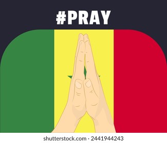 Pray for Senegal, help or support concept, Senegal flag with praying hands, interantional campaign and humanity idea, vector design, stop war, solidarity and union