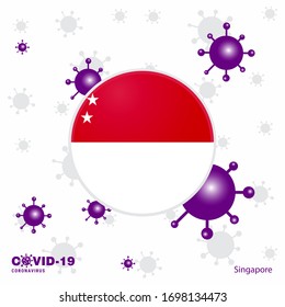 Pray For Singapore. COVID-19 Coronavirus Typography Flag. Stay home, Stay Healthy. Take care of your own health