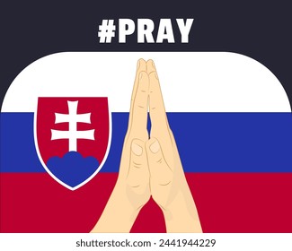 Pray for Slovakia, help or support concept, Slovakia flag with praying hands, interantional campaign and humanity idea, vector design, stop war, solidarity and union