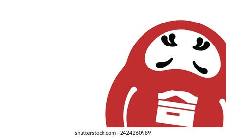 Pray for Success Daruma Background Template with Copy Space (white)