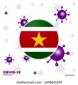 Pray For Suriname. COVID-19 Coronavirus Typography Flag. Stay home, Stay Healthy. Take care of your own health